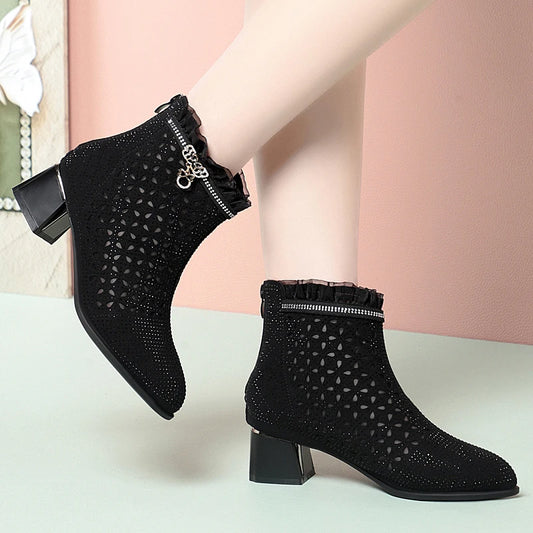 Damen Sandalen aus Mesh mit hohem Absatz für den Sommer