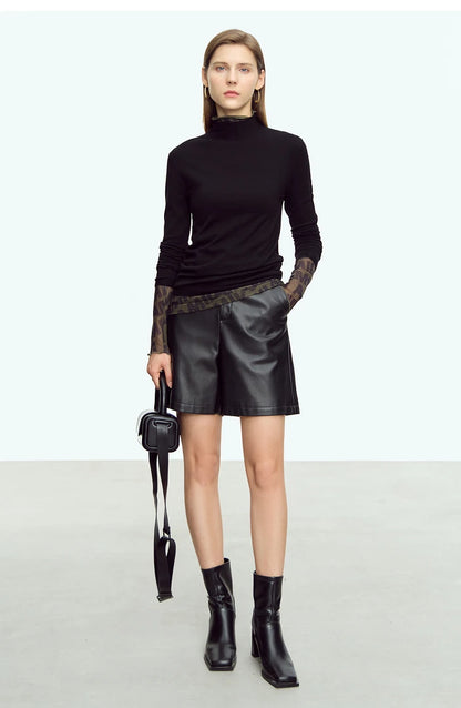 Damenpullover mit Stehkragen, langarm, schwarz, Ganzkörperansicht