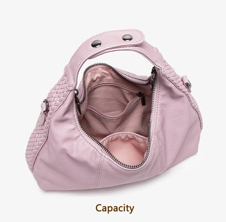 Damen-Hobo-Tasche Aus Weichem Kunstleder Mit Abnehmbarem Schulterriemen Schwarz Alltagstauglich
