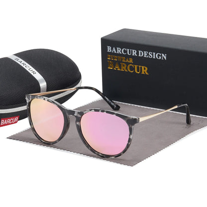 Damen-Sonnenbrille Katzenauge Kunststoff Titan Spiegel UV400 polarisiert