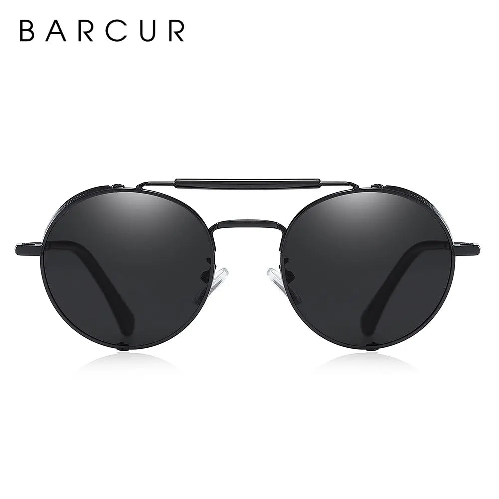 Sonnenbrille Steampunk rund Retro polarisiert Vintage Herren Damen B