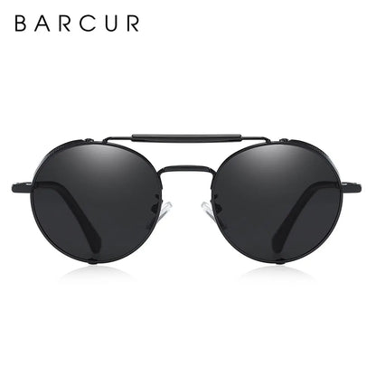 Sonnenbrille Steampunk rund Retro polarisiert Vintage Herren Damen B