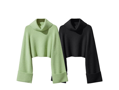 Damen-Rollkragenpullover kurz locker Raglanärmel Herbst-Winter