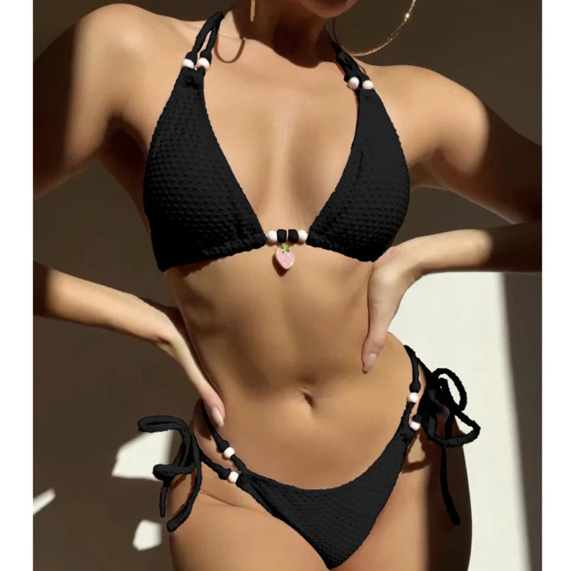 Gelbes Sexy-Bikini-Set mit Push-up für Damen – Brasilianischer Stil für Strand und Pool