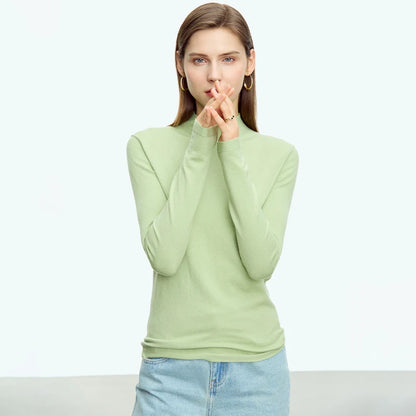 Damen-Strickpullover mit Rollkragen, langarm, einfarbig hellgrün
