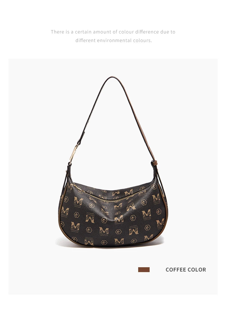 Damen Schultertasche aus PVC-Leder im Retro-Hobo-Stil mit großem Fassungsvermögen