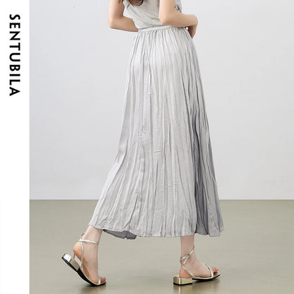 Damen Rock im eleganten A-Linien-Stil mit elastischer Taille und Falten