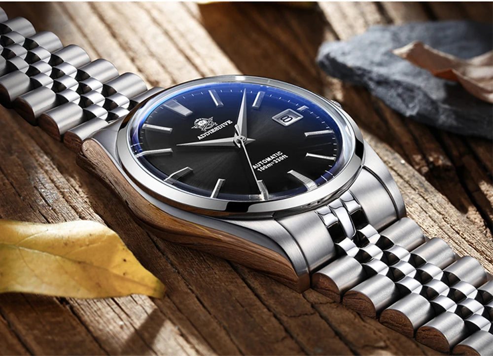 Herren-Vintage-Automatikuhr mit Sunburst-Zifferblatt und NH35A