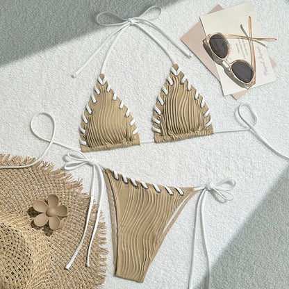 Sommerliches kariertes Bikini-Set mit Push-up-Effekt – verführerische Bademode für den Strand und Pool