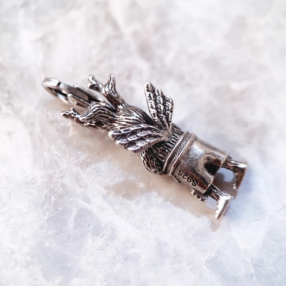 Damen-Charm-Anhänger seltsames Kaninchen Punk aus Sterlingsilber