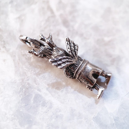 Damen-Charm-Anhänger seltsames Kaninchen Punk aus Sterlingsilber