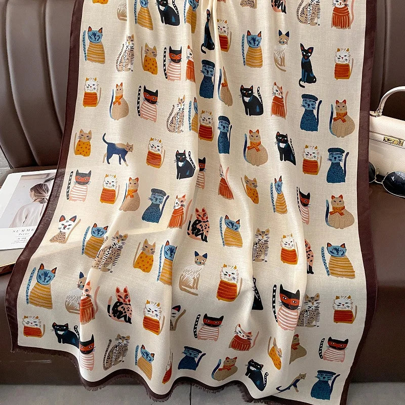 Damen Baumwollschal Tierprint Hijab weich Foulard Pashmina Bandana Kopftuch