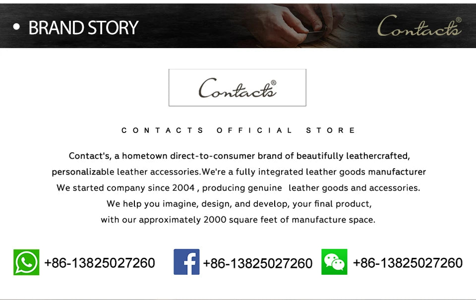 CONTACT'S offizieller Store mit Logo und Social-Media-Kontaktangaben