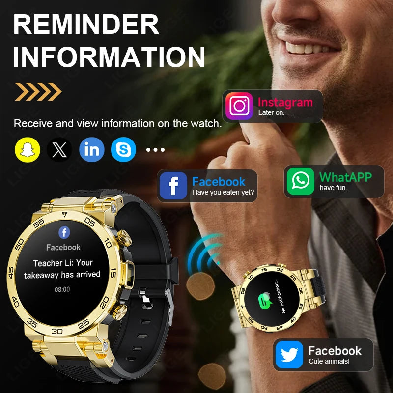 LIGE Neue 1,53 "Bluetooth Anruf Smart Uhr Männer Outdoor Sport Fitness LED Taschenlampe Herzfrequenz Smartwatch Für Android IOS telefon