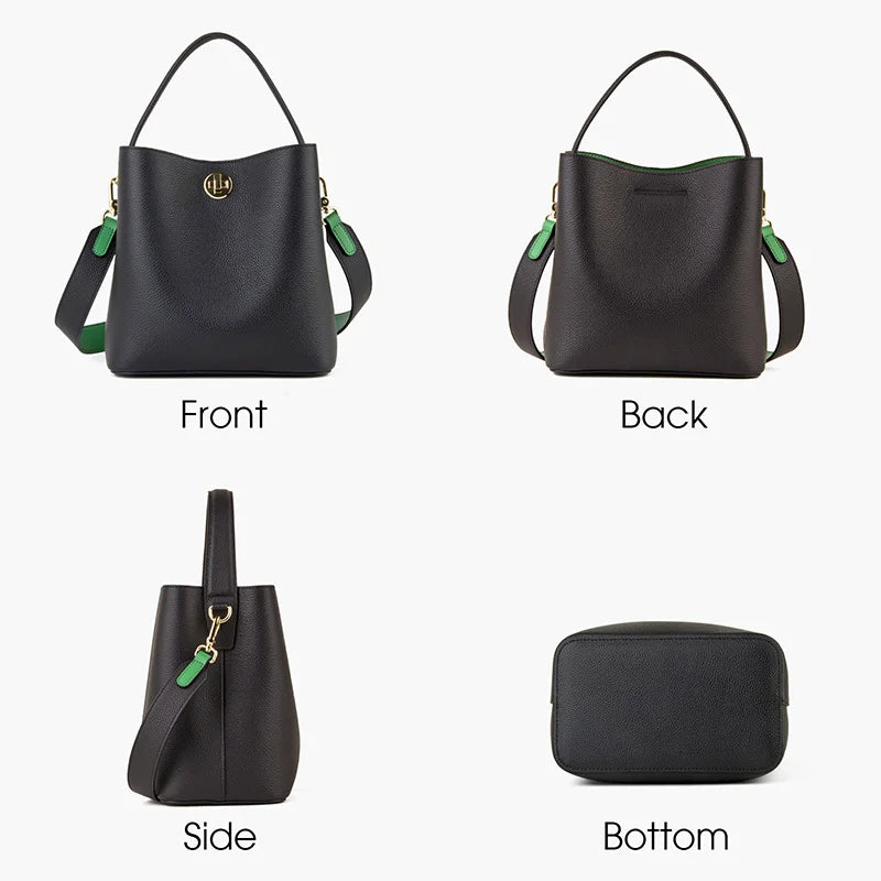 Mini Bucket Bag Vollnarbigem Rindleder | Zwei-Lagen