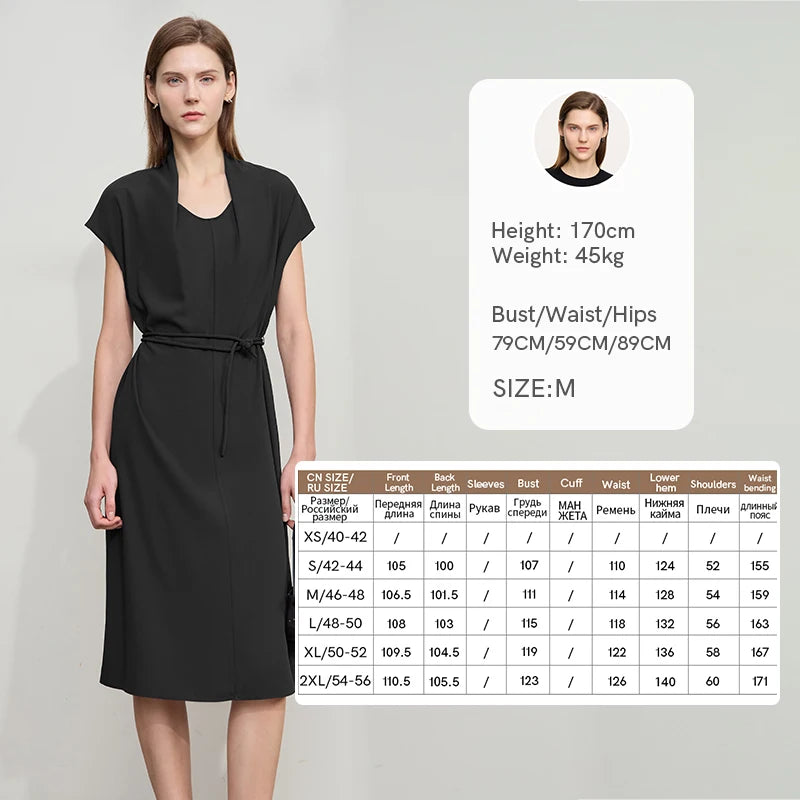 Elegantes Damen Midikleid Mit Taillenband Büromode Sommer 2025 Trend
