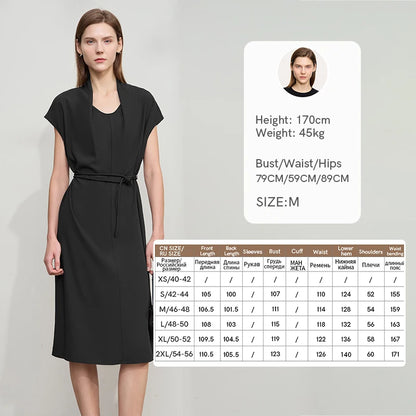 Elegantes Damen Midikleid Mit Taillenband Büromode Sommer 2025 Trend