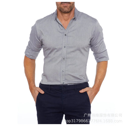 Herren Slim Fit Langarmshirt mit Vier-Wege-Stretch, bügelfrei und knitterarm in seidiger Optik – einfarbig.