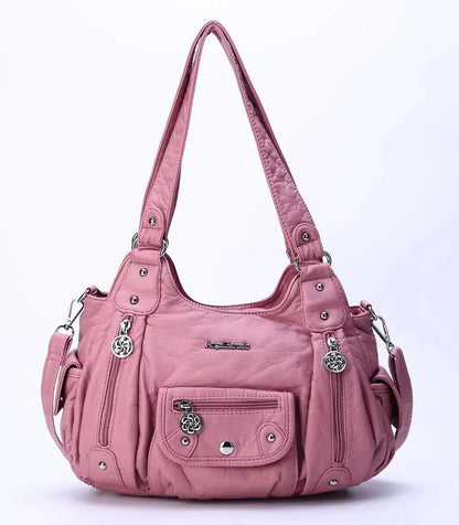 Damen-Schultertasche aus PU-Leder mit Reißverschluss und Mehrfachfächern Kompakter Alltagsbegleiter