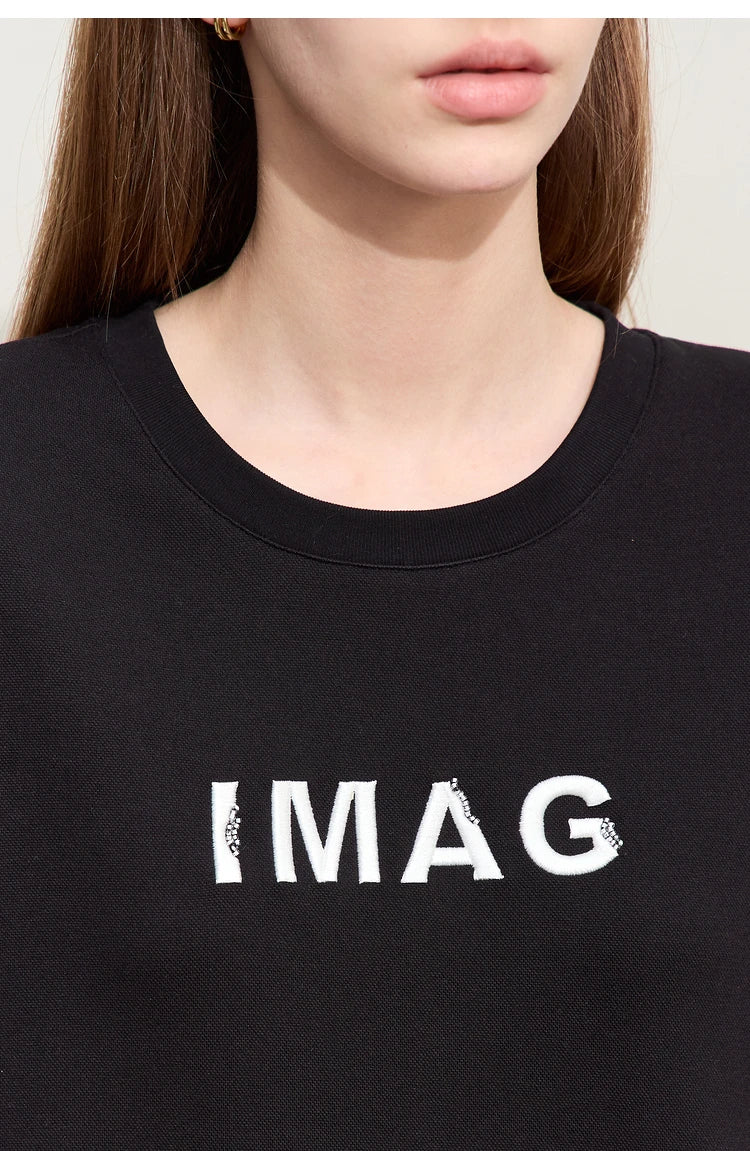 Damen Kleid für Sommer neue lässige O-Ausschnitt Kurzarm Midi gerade Perlen Stickerei Kleid Dame