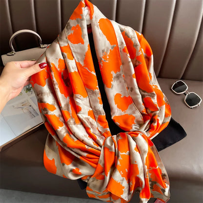 Damen Seidenschal groß 180x90cm Sommer Strand Foulard Bandana weich