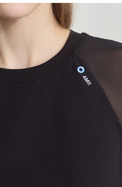 Damen T-Shirt im Casual-Stil mit gesticktem Rundhals und kurzen Ärmeln