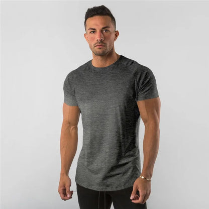 Herren T-Shirt aus Baumwolle mit elastischer Passform für Fitness und Sport