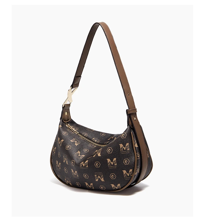 Damen Schultertasche aus PVC-Leder im Retro-Hobo-Stil mit großem Fassungsvermögen