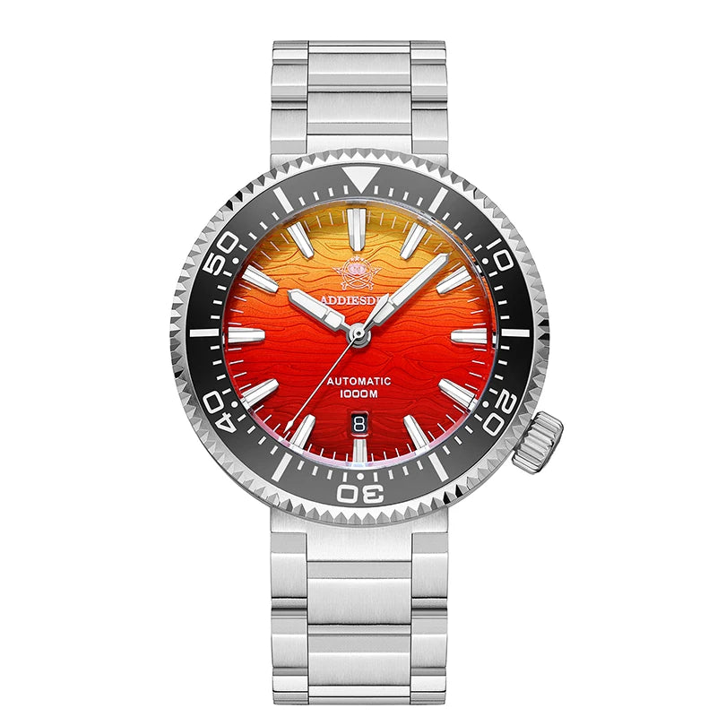 Herren-Profi-Taucheruhr mit Sonnenuntergangs-Zifferblatt und 1000 m Wasserdichtigkeit