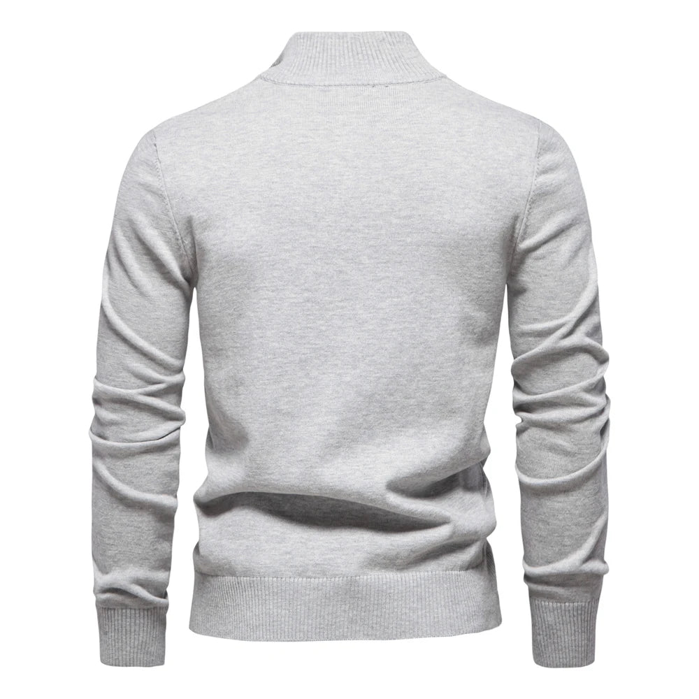 Herren Pullover aus Baumwolle mit Stehkragen für lässige Business-Looks