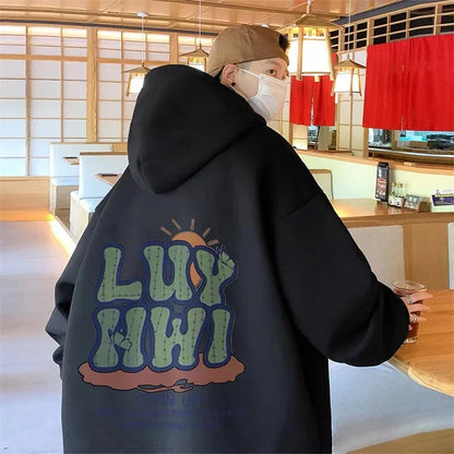 2025 neue Brief Grafik Hoodies männer Elegante Vintage Baumwolle Fleece Mit Kapuze Sweatshirts Herbst Frauen Y2K Streetwear Hoody Kleidung
