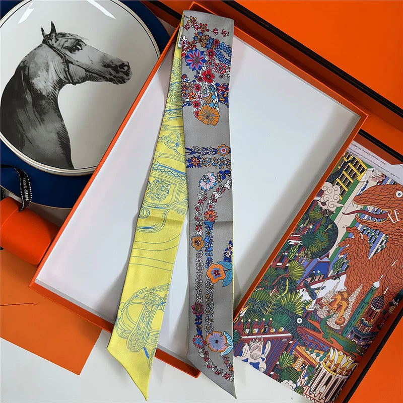 Damen Seidenschal klein quadratisch Haarband Halstuch Kopftuch Bandana B