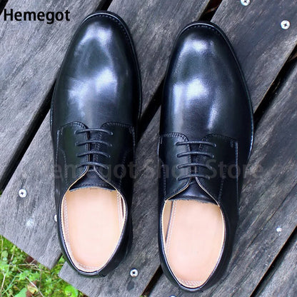 Black Leather Lace-Up Men's Shoes Business Formal Shoes Wear-Resistant Breathable Solid Color Dress Shoes Handmade Men's Shoes