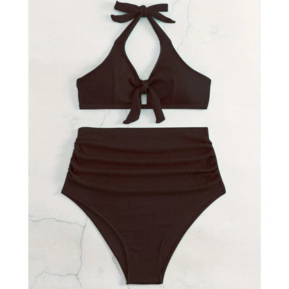 Schwarzer Sexy Tanga-Bikini für Damen in Unifarbe – Brasilianisches Badeanzug-Set für Strand und Pool