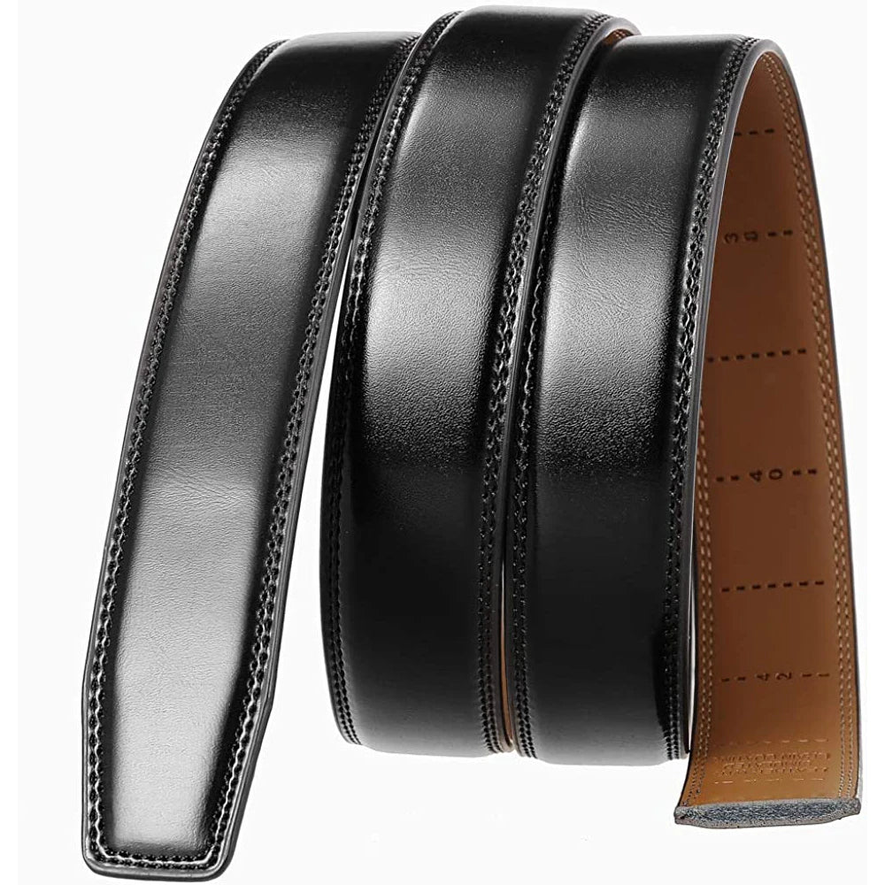 Herren Leder-Gürtelriemen ohne Schnalle 3,5 cm Rindsleder Casual Business