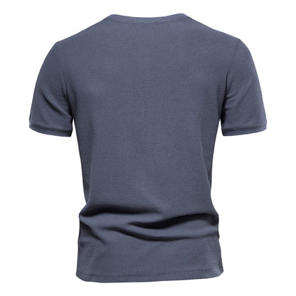Herren Henley T-Shirt aus Baumwolle im einfarbigen lässigen Stil für den Sommer