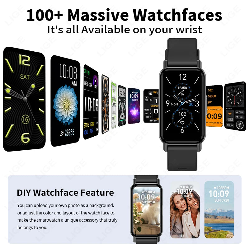 LIGE 2025 Neue Smartwatch, 1,45 Zoll, Herzfrequenz, Blutsauerstoff, Schlafüberwachung, Musiksteuerung, Sport, wasserdicht, für Männer und Frauen, Smartwatch