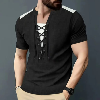 Kurzärmeliges Herren-Sommer-T-Shirt mit lockeren Streifen – vielseitiges, trendiges Oberteil für Paare