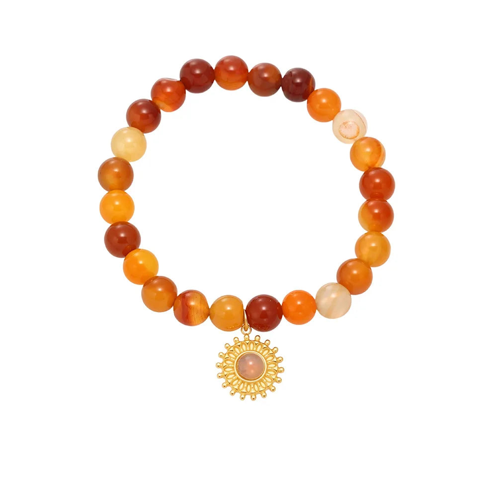 Damen-Armband mit Achat-Naturstein aus Edelstahl