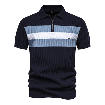 Premium Geripptes Herrenpoloshirt Leicht Atmungsaktiv