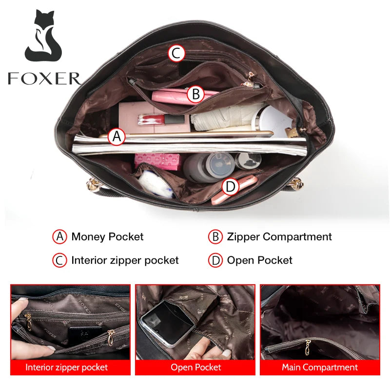 Damen Handtasche aus Rindsleder – Elegante Schultertasche mit Reißverschluss und großem Stauraum