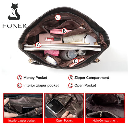 Damen Handtasche aus Rindsleder – Elegante Schultertasche mit Reißverschluss und großem Stauraum