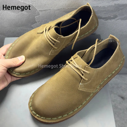 Herren-Lederschuhe in hellbraun mit Schnürung, gepolstertem Schaft und Seitennaht