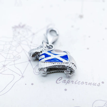 Anhänger aus 925er Sterlingsilber mit Westie-Hund und blauem Schottland-Kreuz, Öse