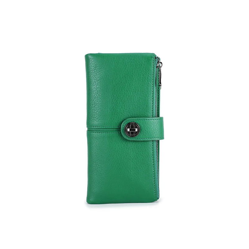 Damen Echtleder Lange Geldbörse Vintage RFID Clutch Portemonnaie Kartenhalter Reise