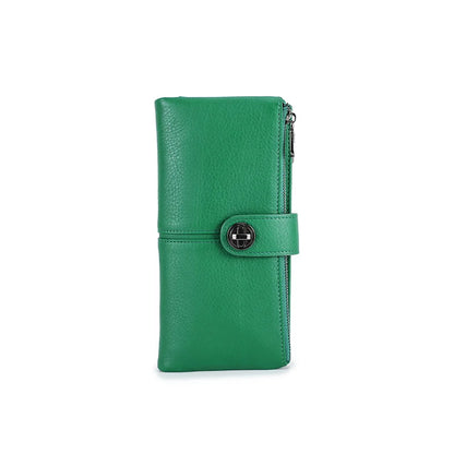 Damen Echtleder Lange Geldbörse Vintage RFID Clutch Portemonnaie Kartenhalter Reise