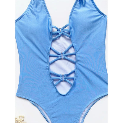 Damen Badeanzug Schlangenhaut Neckholder Bauch-Cut-Out Monokini Einteiler