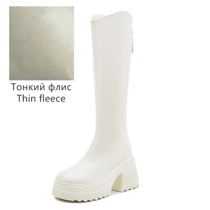 AIYUQI High Heel Boots Women Autumn 2025 New Genuine Leather Platform Boots Women Skinny Leg 10cm Heel High Female Rider Boots