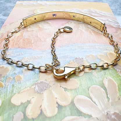 Damen-Armband kosmischer Talisman vergoldet Vintage aus Sterlingsilber