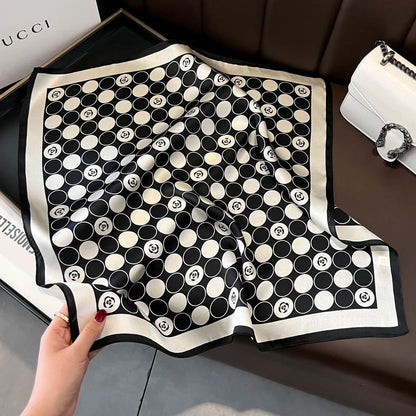 Damen Seidenschal 53cm Blumenprint quadratisch Haarband Halstuch Büro Hijab Geschenk